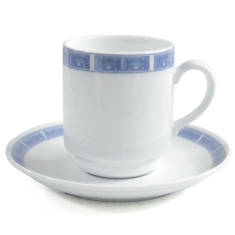 [豐名日本餐具] 咖啡杯組 藍圖案邊 強化 / C00CS1-50, , large