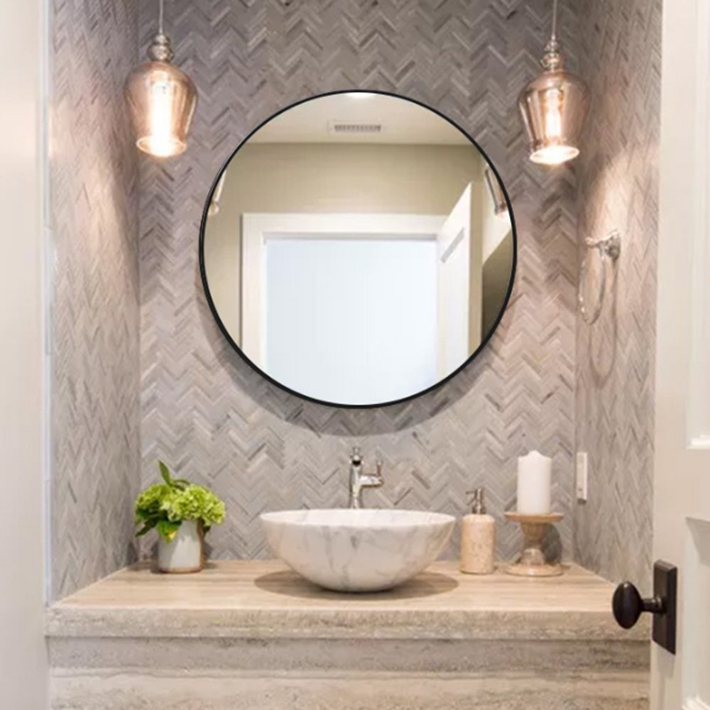 【H&R安室家】 50cm軒尼詩 智能LED發光觸控圓型燈鏡(掛鏡/浴鏡/化妝鏡/鏡子) ZA0203, , large