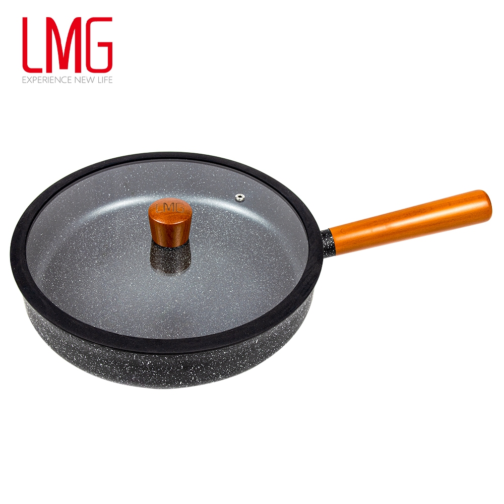 【LMG】 28cm日式雪藏平底鍋 (象牙白/曜岩黑), 象牙白, large