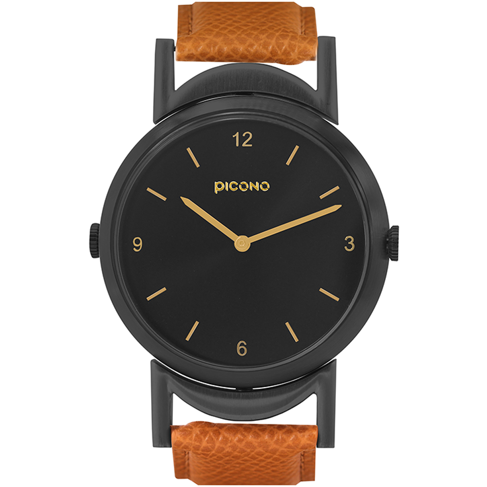 【PICONO】Twin collection double watch surface black leather strap watch-Black / TN-11701, , large