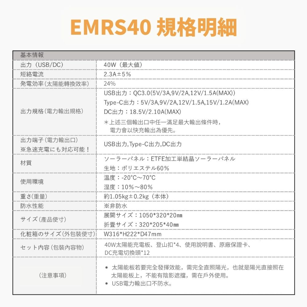 【emirai】高機動40W 折疊式冒險太陽能板, , large