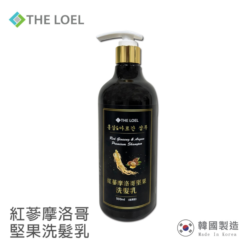 THE LOEL Red Ginseng & Argan Premium Shampoo 500ml / rgan Hair Oil 100ml and push-on head, , large