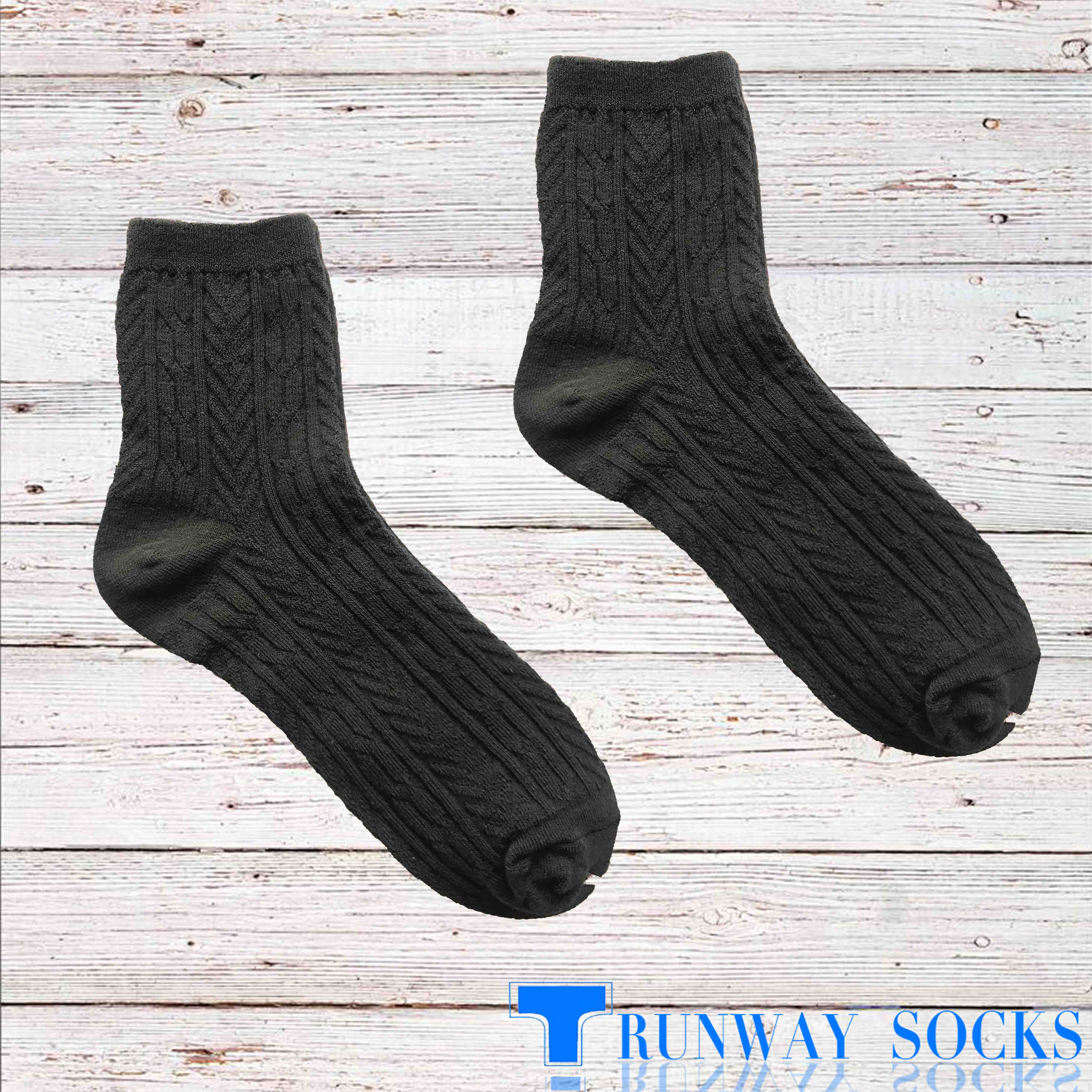 【RUNWAY】《RUNWAY SOCKS》Best-Selling Japanese Style Trendy Short Socks – Double Cylinder Technology with Retro Jacquard Design – Army Green – 1 Pair, , large