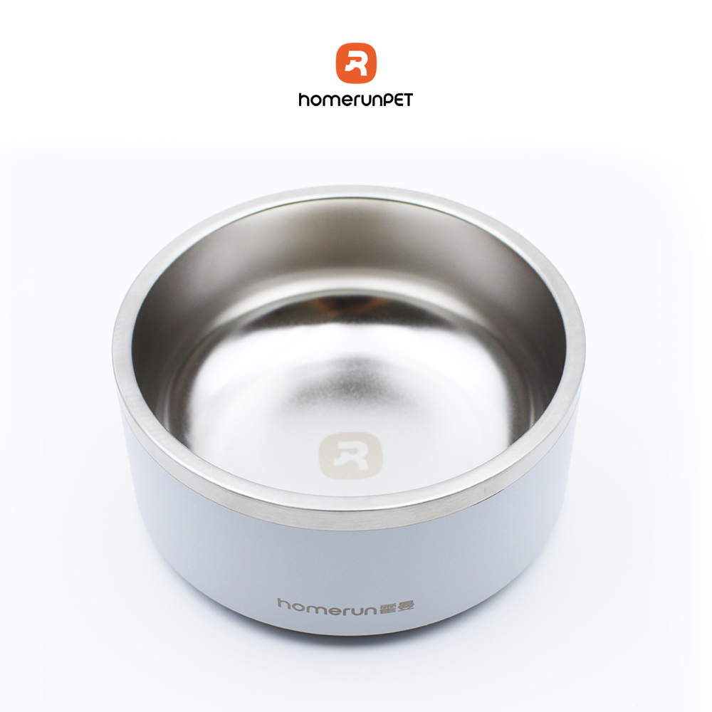 Homerunpet  stainless steel bowl white, , large