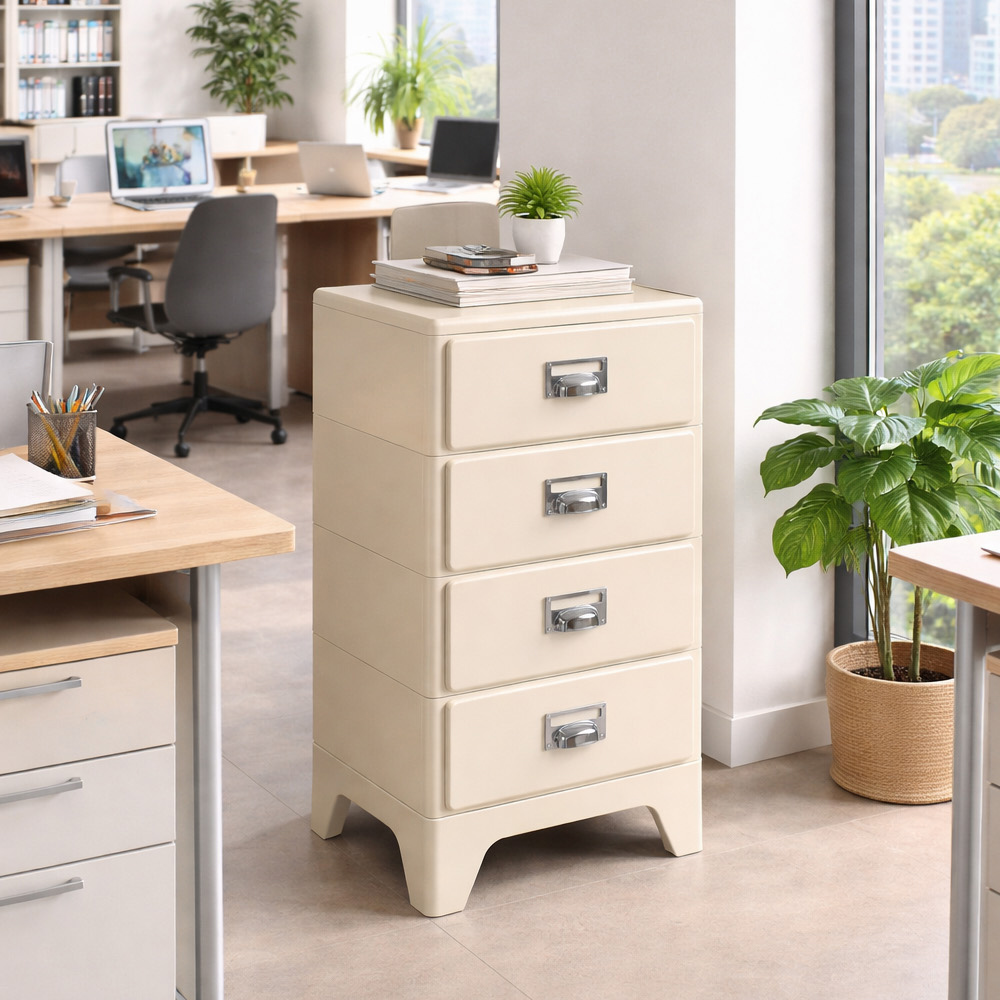 【AOTTO】免組裝日式復古風四層高腳抽屜收納櫃(AC-2206), , large