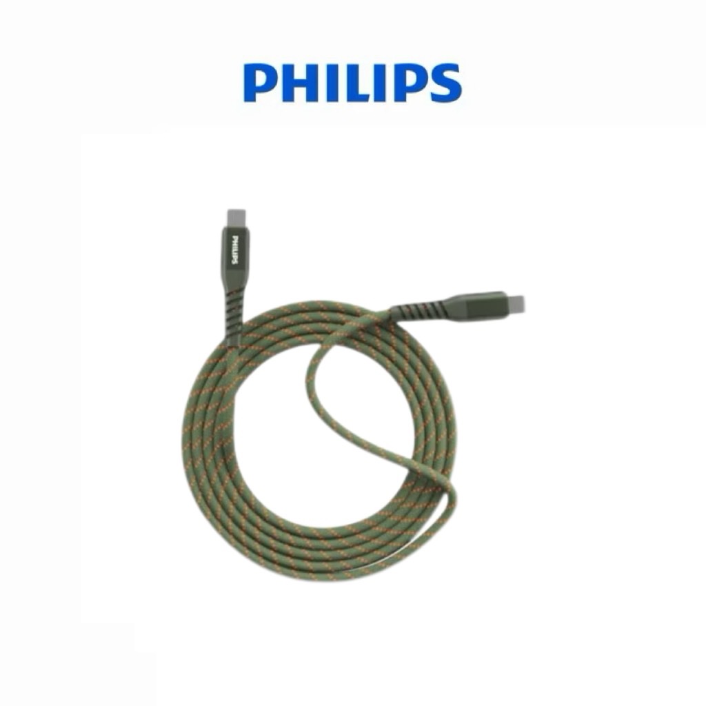 【Leo手機周邊專賣店】 PHILIPS飛利浦 不打結磁吸收納線 / Type C-Type C / 綠色, , large