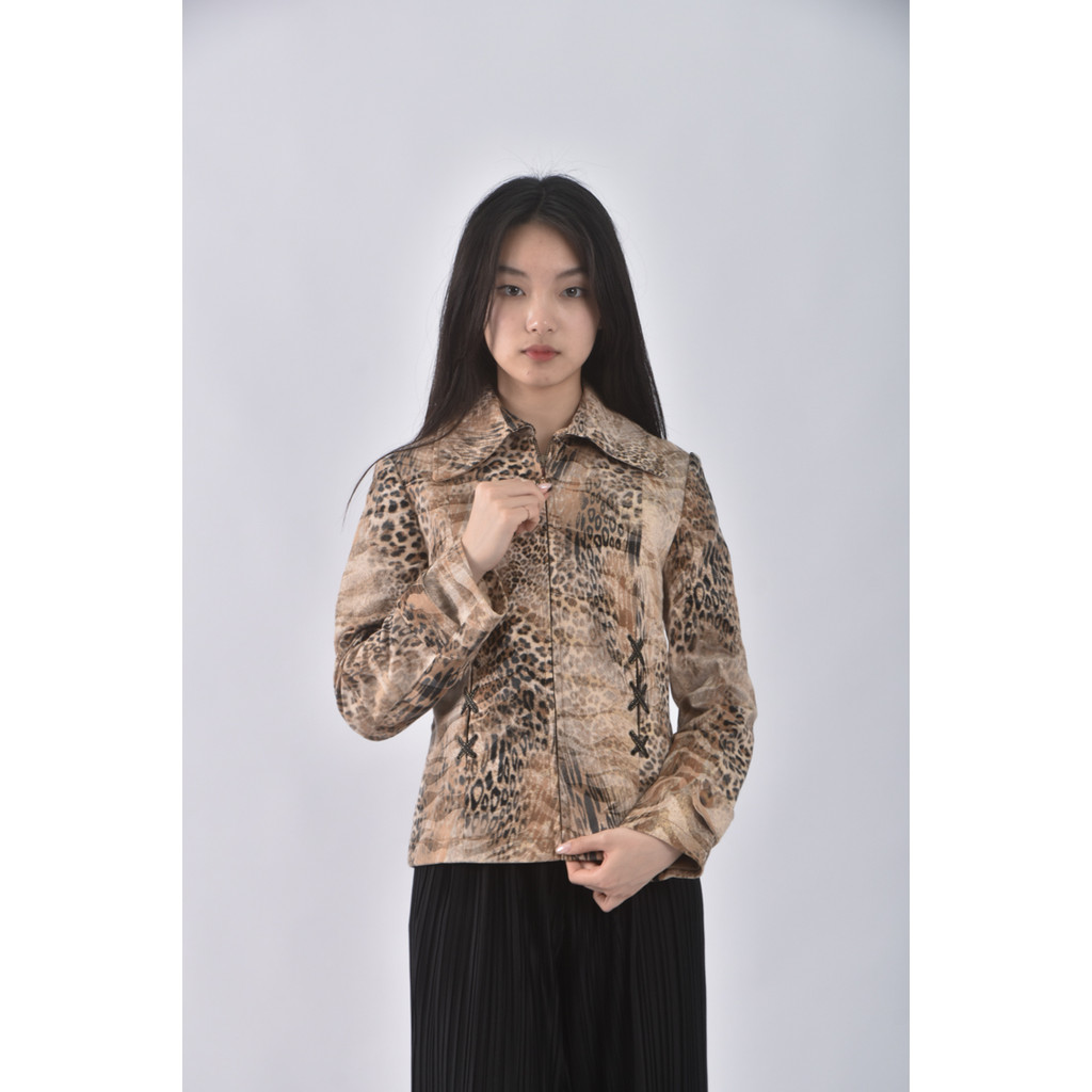 (S) jetezo棉質豹紋棕色外套二手衣, , large
