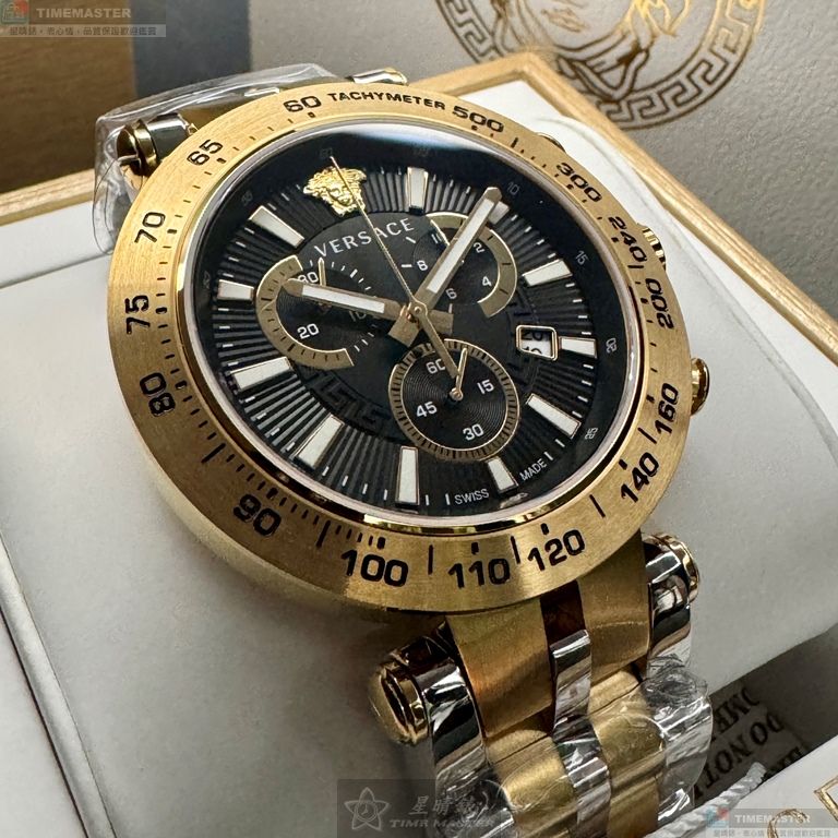 [星晴錶業]VERSACE手錶,46mm,VS11733金色錶面金色錶殼金銀相間精鋼錶帶款, , large