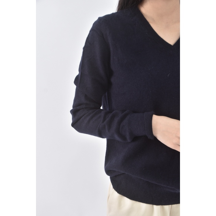 (L) uniqlo羊毛v領藍色長袖上衣二手衣, , large