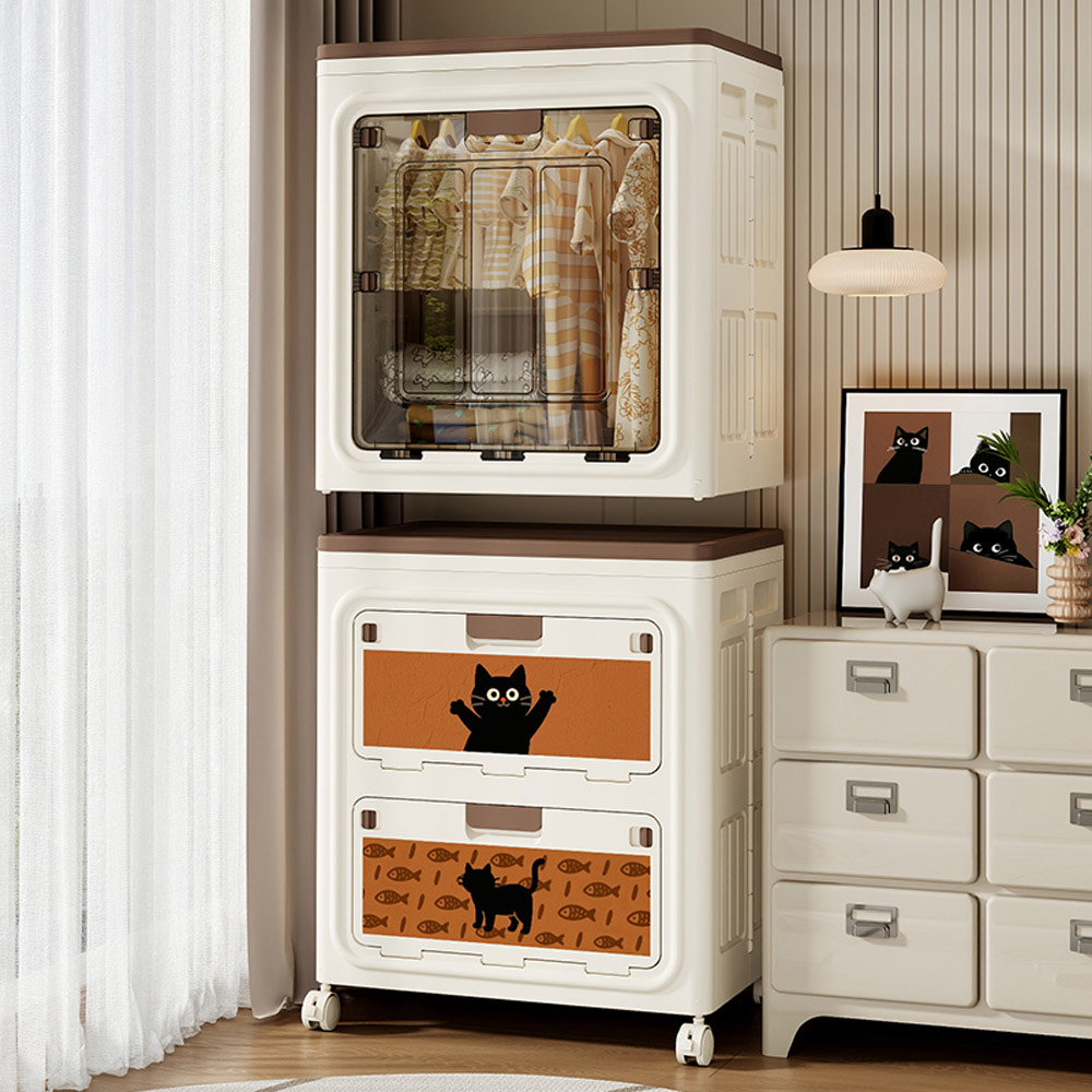 【AOTTO】56面寬大容量附輪貓咪收納櫃(AL-610), , large