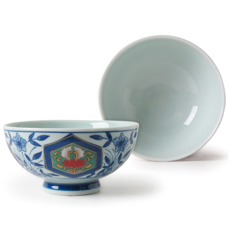 [豐名日本餐具] 4.0"碗  藍彩赤花 有田燒 / C04RB0-125