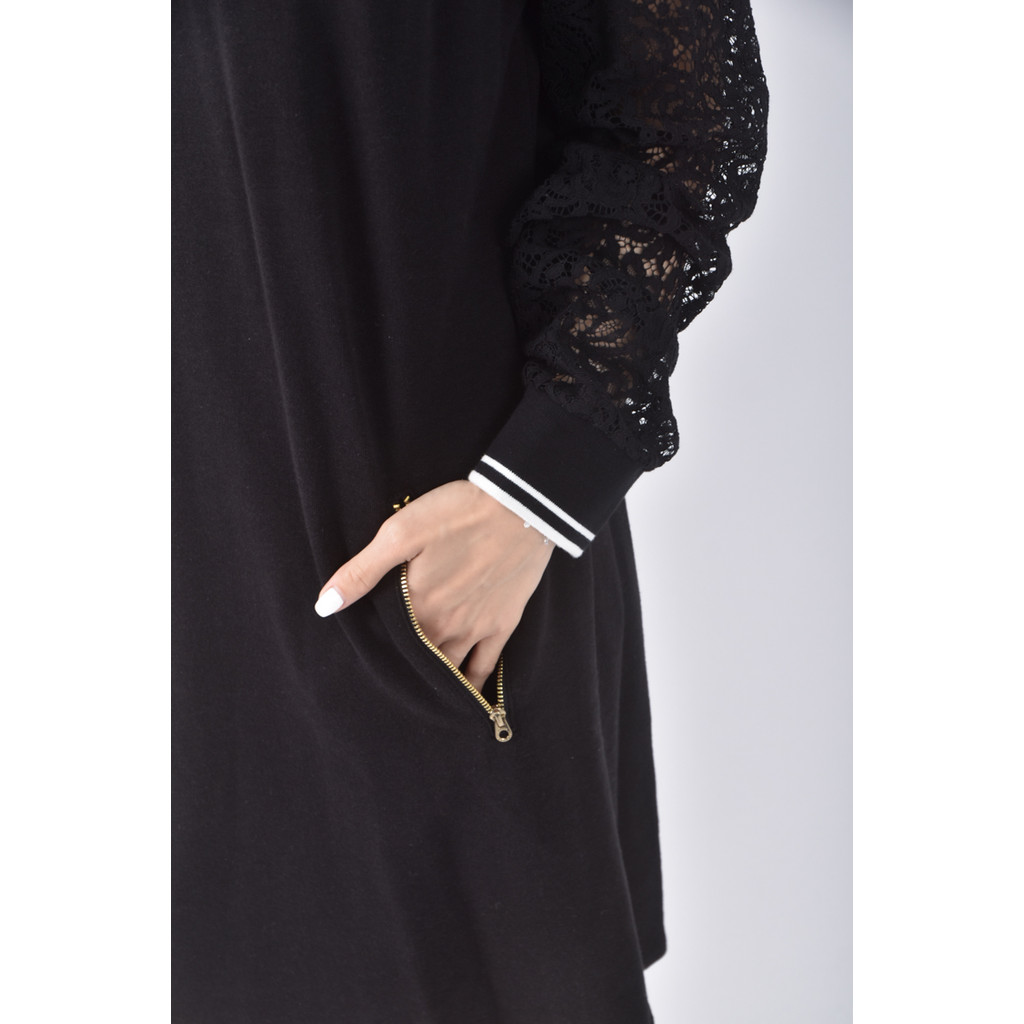 (S) juicy couture質感棉質撞色領口黑色洋裝二手衣, , large