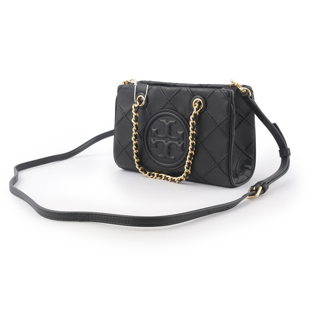 TORY BURCH Fleming 納帕皮革手提/斜背迷你二用托特包/黑色, , large