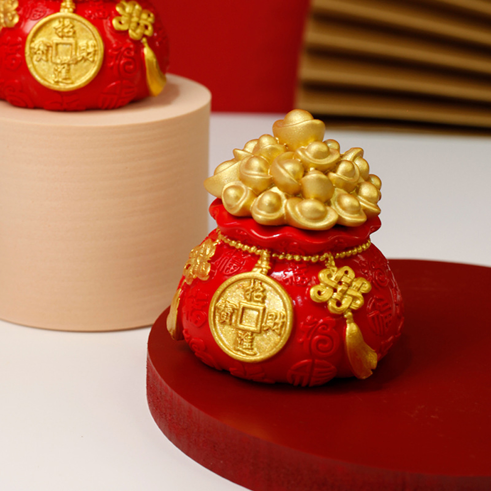 新年擺飾 招財進寶立體福袋 可開蓋 將福氣與財氣都裝進來 放米放糖果甚至是錢錢都適合 開店禮 入厝禮, , large