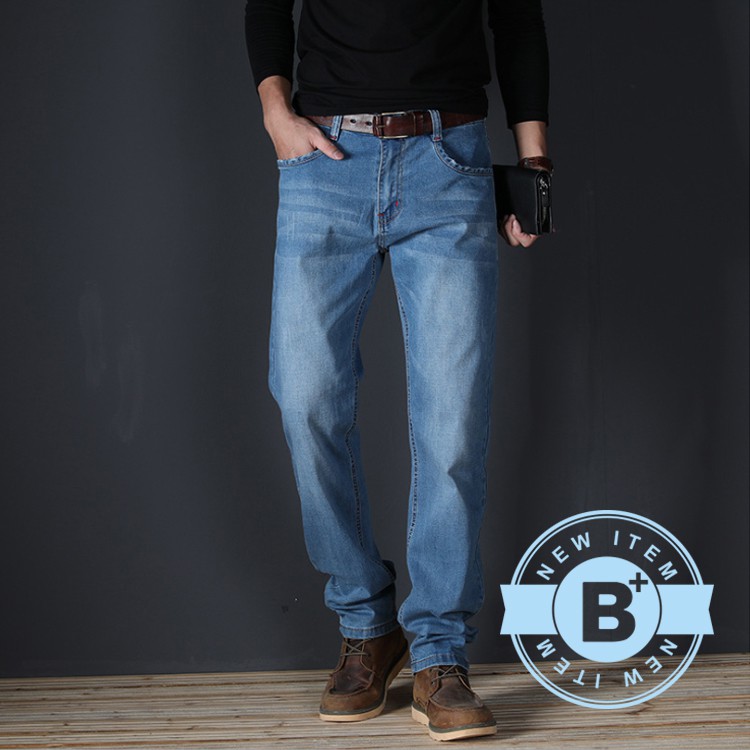 《B+大尺碼專家》 直筒牛仔長褲-深藍/淺藍-0203004, 淺藍33, large