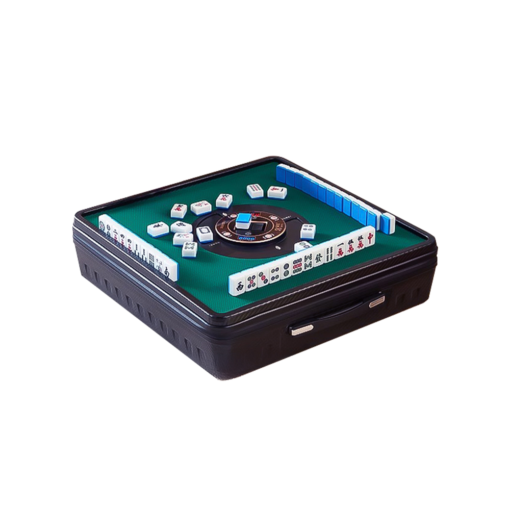 QUEYI 雀依 手提麻將機 電動麻將桌 附麻將 專用牌尺 專用收納袋 - 黑色, , large