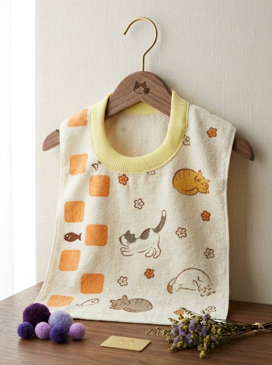 [Kaimei Cotton Industry] 12-pack Random Excellent MIT Made in Taiwan Skin-friendly Cotton Soft Pure Cotton Absorbent Children's Bib Cat Style, , large