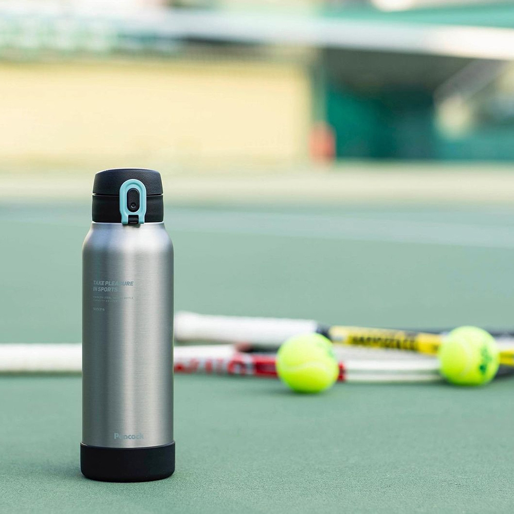 【日本孔雀Peacock】運動酷跑316不鏽鋼 直飲保冷保溫杯800ML(耐衝擊矽膠底座)-原鋼色, , large