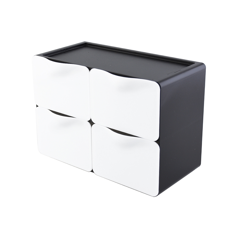 【O-Life】Stackable Desktop Drawer Cabinet-4 Drawers Black, , large