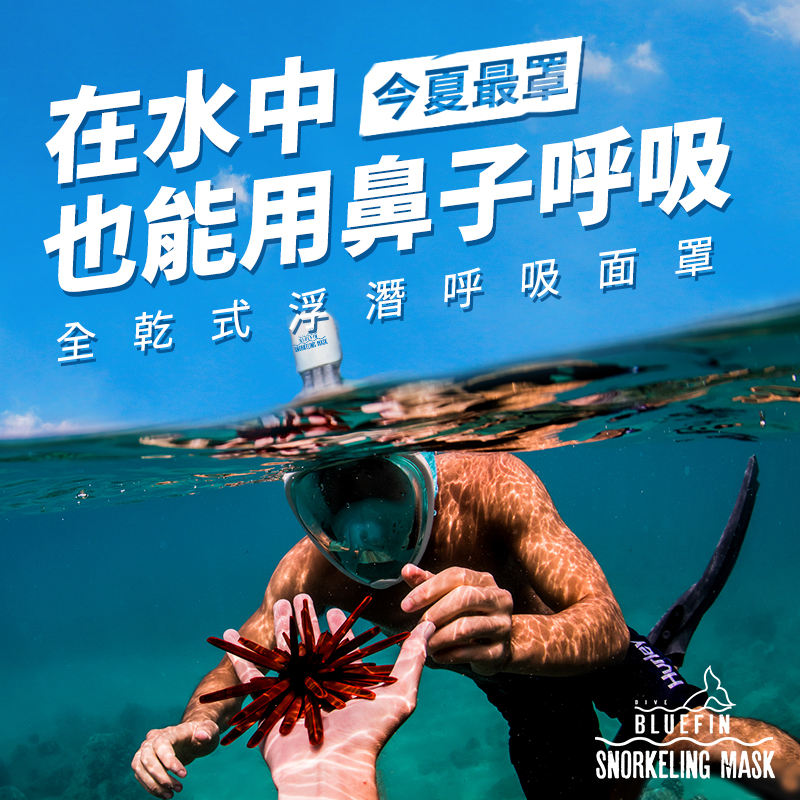 BLUEFIN Full Face Snorkeling Mask - Black, , large