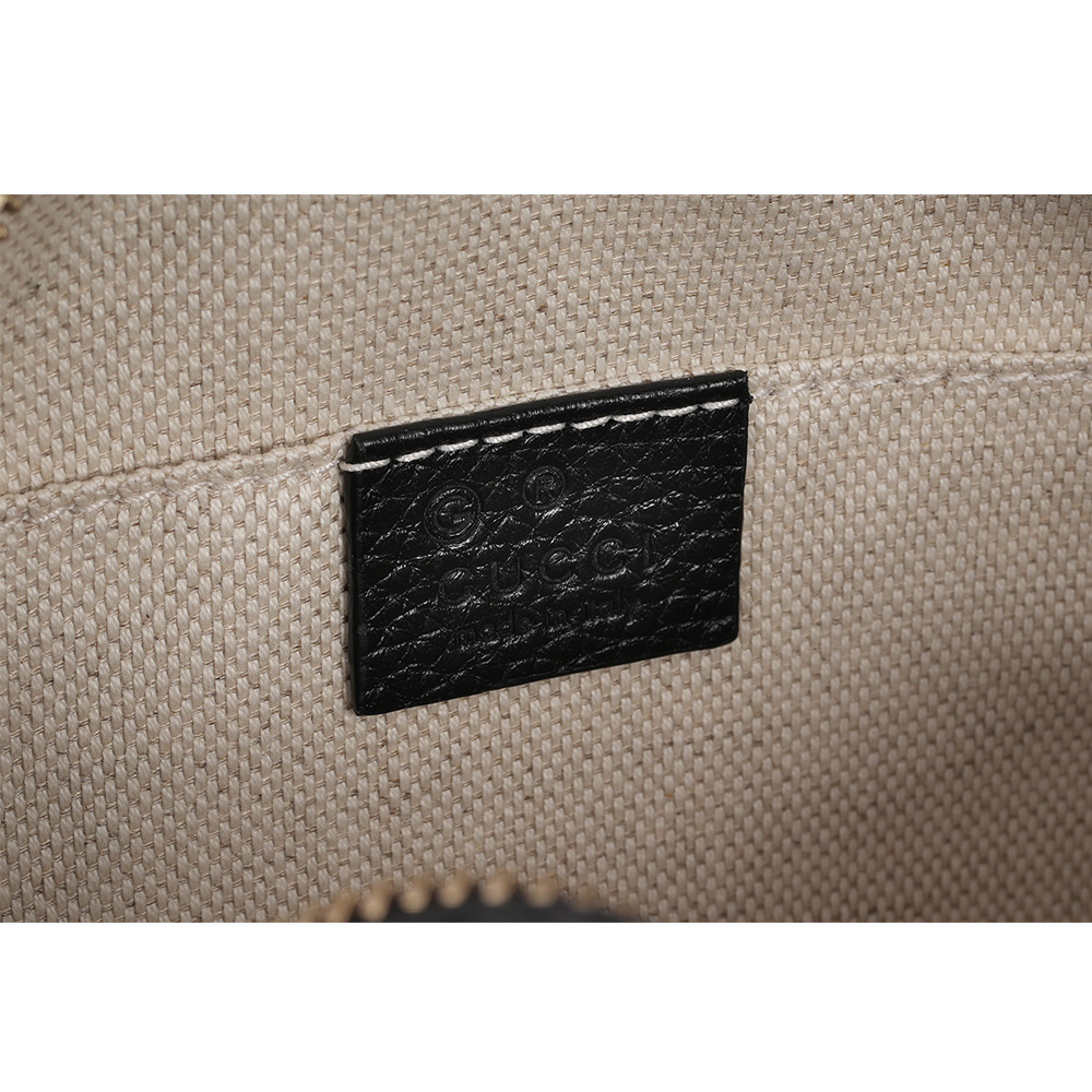 GUCCI SOHO 系列流蘇橢圓造型拉鍊斜背包/黑色, , large