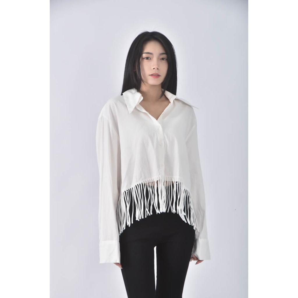 (XL) sumerf 9質感素面白色長袖上衣二手衣, , large