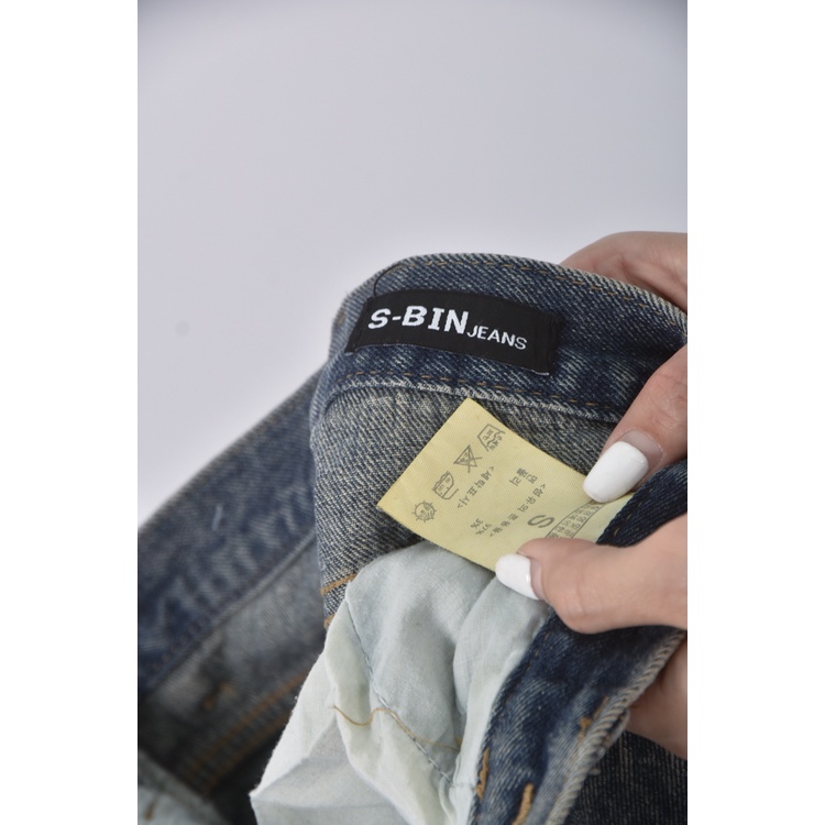 (S) 【安于晴Charlene私服】s bin jeans高腰丹寧牛仔質感藍色長褲二手衣, , large