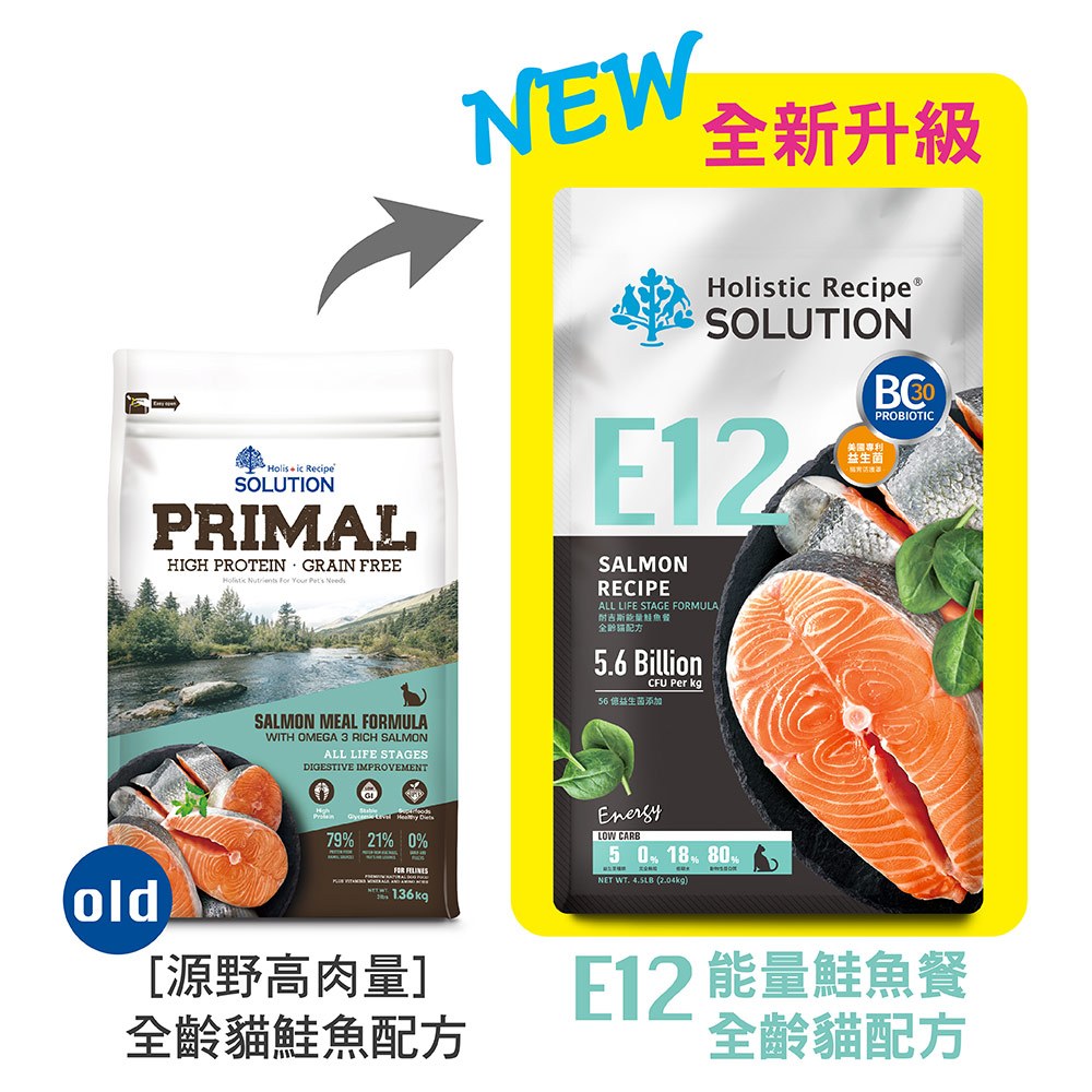 【耐吉斯】E12 能量鮭魚餐 無穀全齡貓配方(貓飼料 貓糧 貓食)4.5LB(2.04KG), , large
