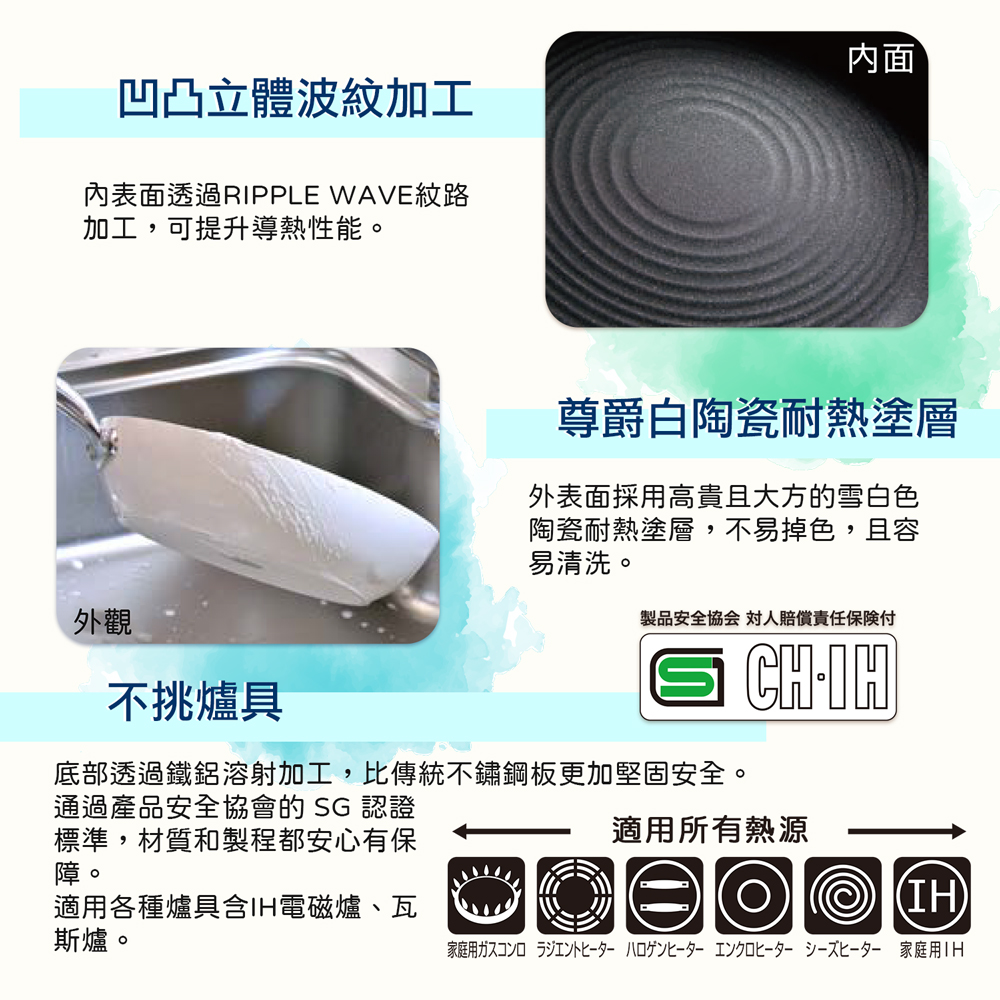 【hokua】Japanese-made PLAIRE IH white Non-stick Frying pan 26cm, , large