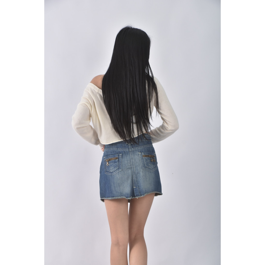 (2XL) net丹寧牛仔棉質純棉藍色短裙二手衣, , large