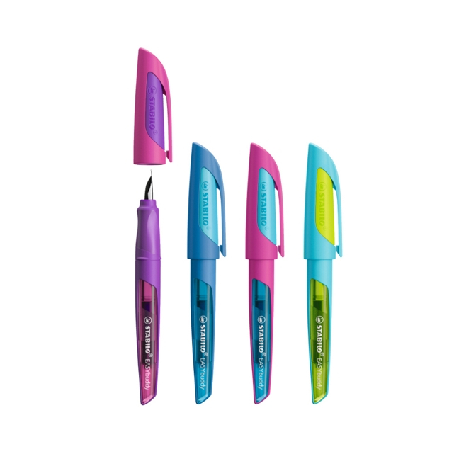 【德國天鵝STABILO】EASYbuddy 學習樂人體工學正姿鋼筆  通用歐規墨水 初學者可用粉紅/淺藍(STB-57989-5), , large