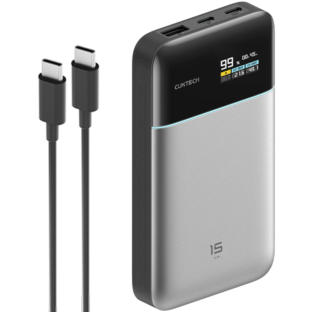 【Wh+CCC】CUKTECH 酷態科 15號AIR 100W 超級電能卡 行動電源 20000mAh (PB150S) - 鈦灰, , large