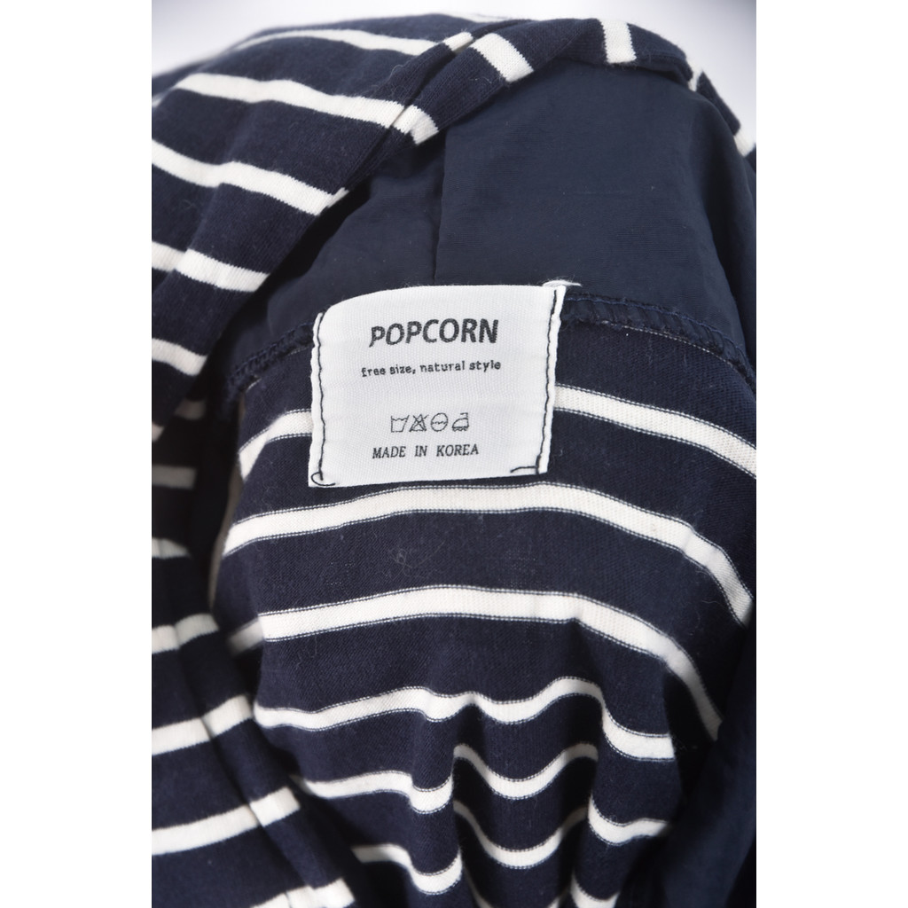 (S) popcorn韓牌質感連帽藍色長袖上衣二手衣, , large