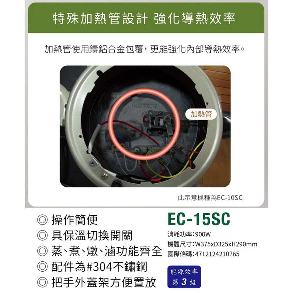 SANLUX 台灣三洋 15人份電鍋 EC-15SC, , large
