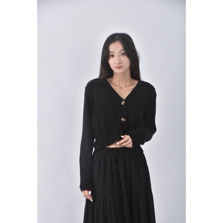 (M) 排扣黑色外套二手衣