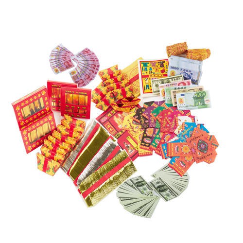 【金發財金紙】普渡配件全組-有衣有錢組+元寶金條組+冥國美金人民幣, , large