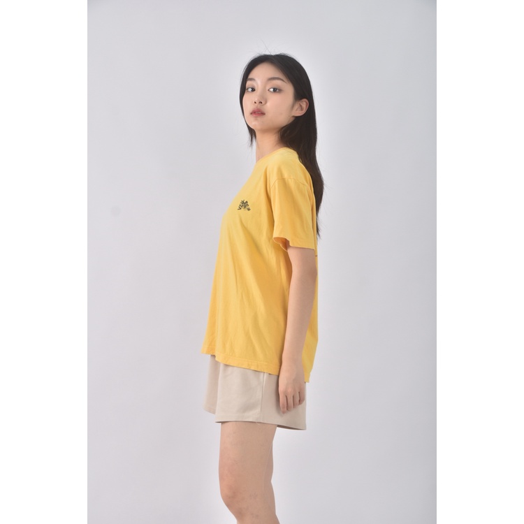 (M) veil質感棉質純棉黃色短袖上衣二手衣, , large