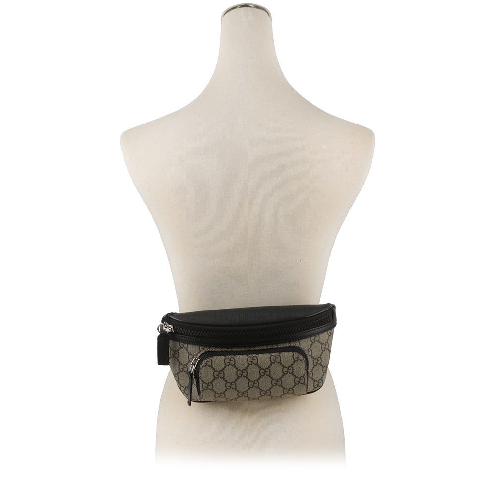 GUCCI GG Supreme 塗層帆布及皮革腰包/咖啡色, , large