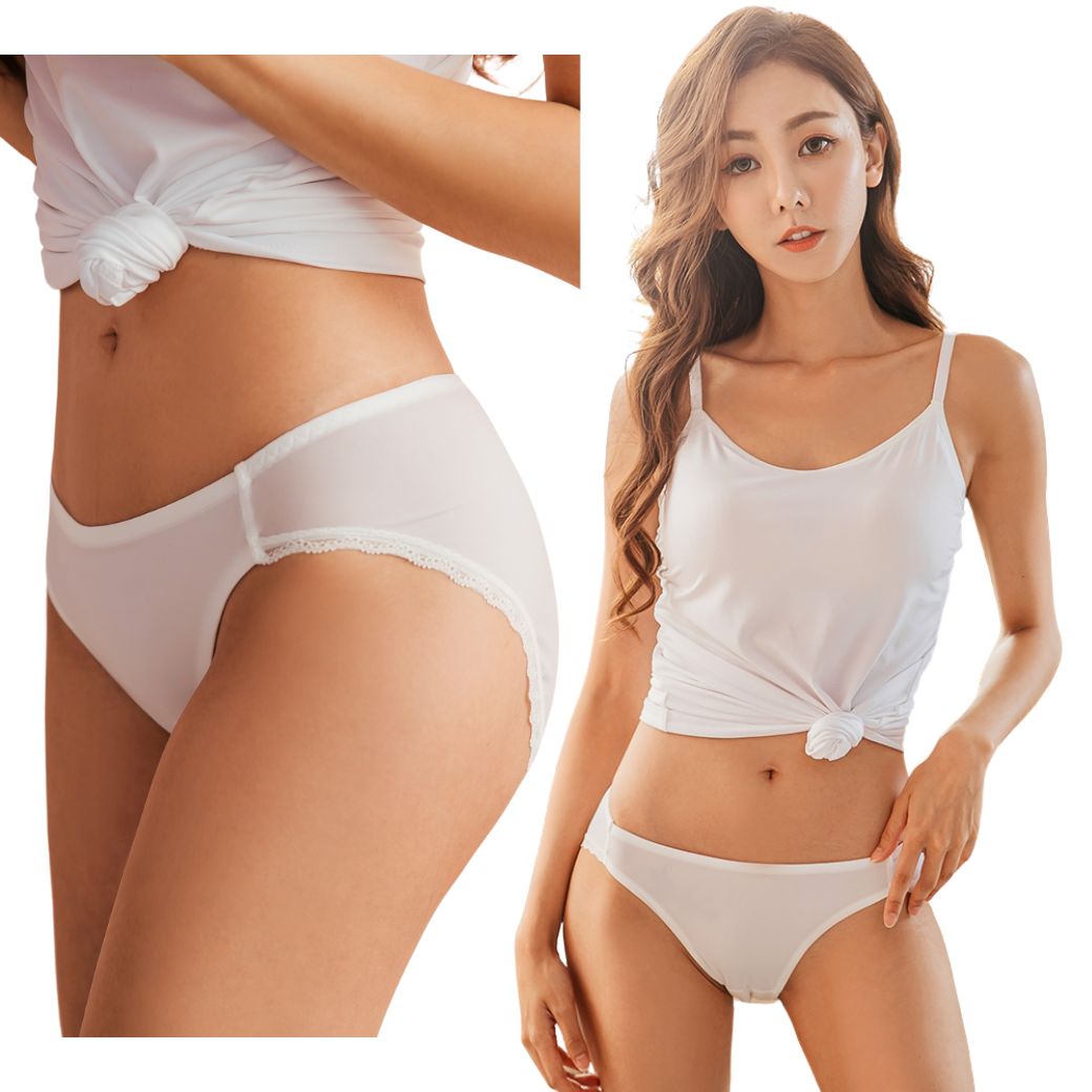 【NEONER】高衩顯腿長三角低腰抗菌內褲-白, , large