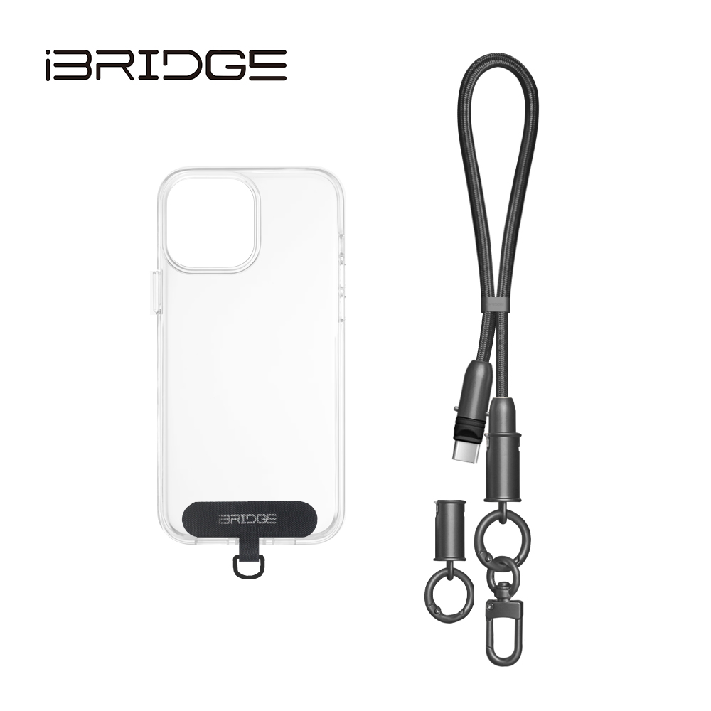 iBRIDGE Braided Lanyard Fast Charging Cable-35cm-Black, , large