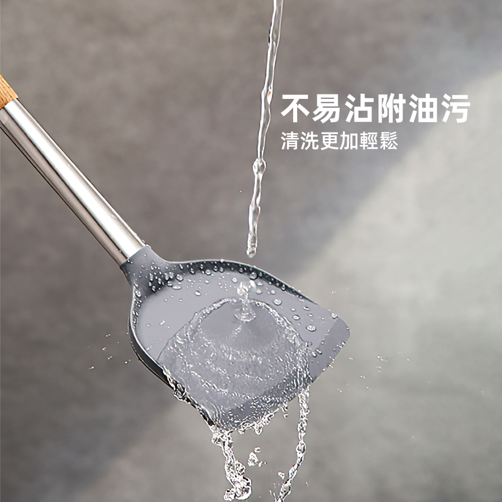 【上手家居】木柄矽膠鍋鏟(鍋鏟/不沾鍋鍋鏟/矽膠鏟), , large