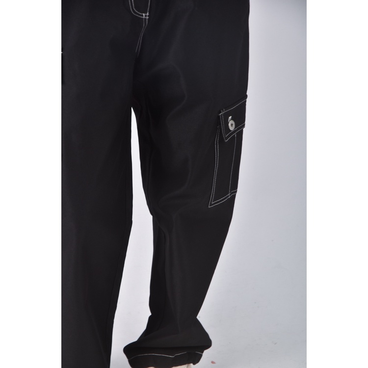 (M) mercci22高腰西裝縫線設計黑色長褲二手衣, , large