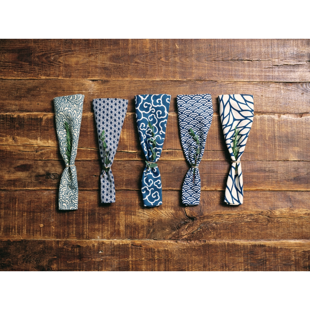 日本選物~ 日本製 KAMAWANU 紅酒/雞尾酒餐巾 全棉 方巾 多功能手巾 手帕 27x27 cm (夢幻藍五件組), , large