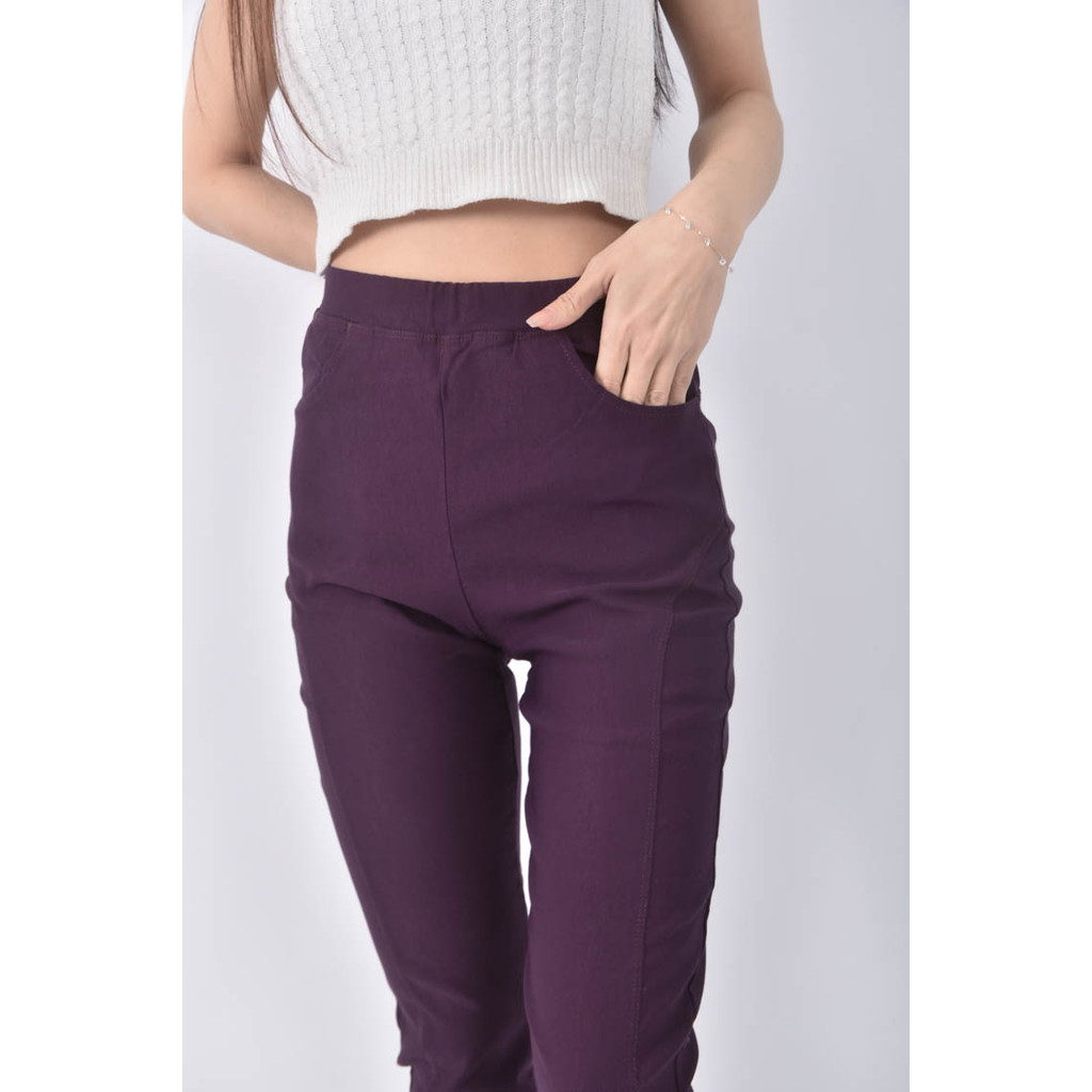 (S) 高腰棉質紫色長褲二手衣, , large