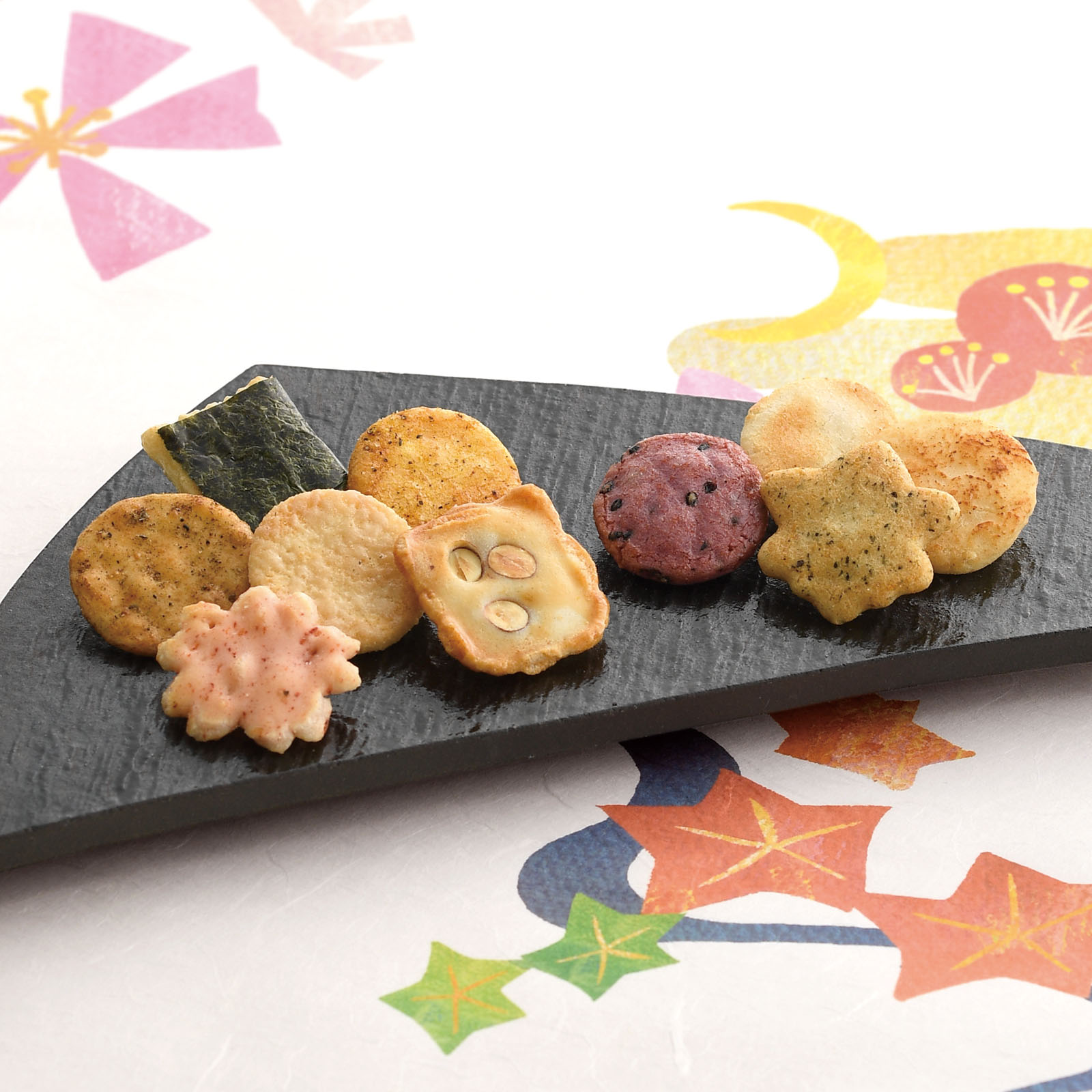 【Ogurasansou】Hyakunin Isshu Rice Cracker Gift Bag (52 pcs), , large