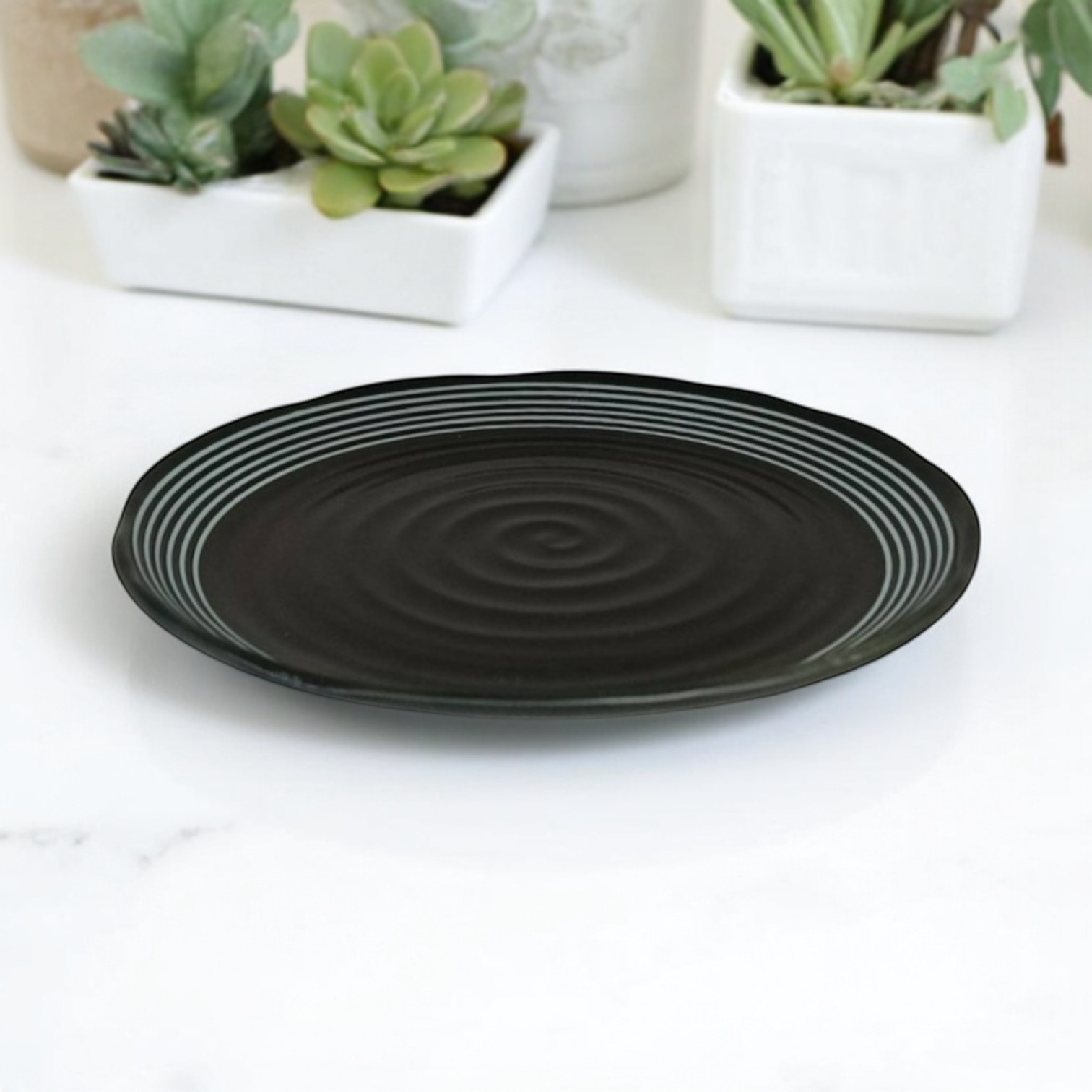 Minoyaki 7.0" Plate – Spiral Line Design, , large