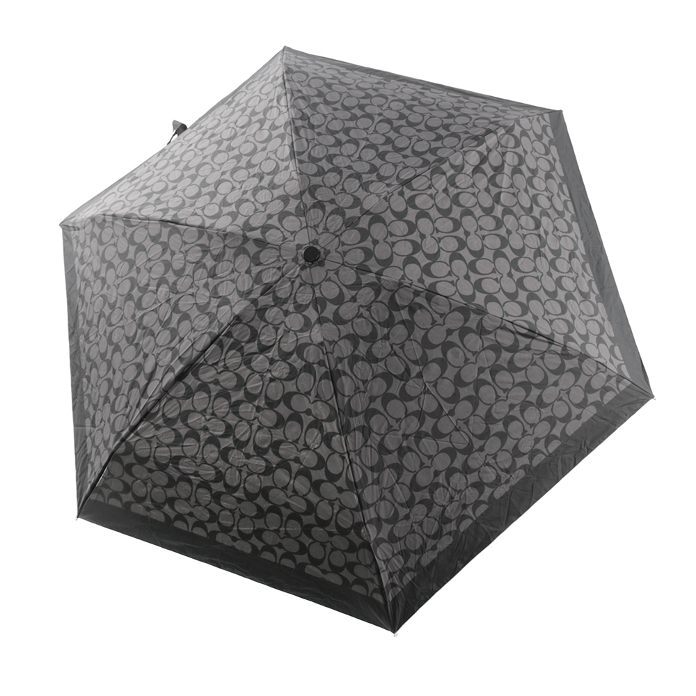 COACH CC Logo 滿版標誌環保材質迷你雨傘/石墨黑, , large