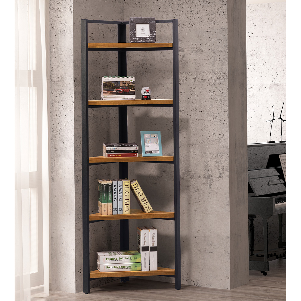 【唯熙傢俱】安迪工業風柚木色書角架, , large