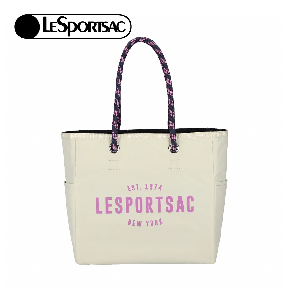 Lesportsac Medium Two-Way Tote 雙面托特包 購物袋 手提袋 便當袋 送禮 禮物 推薦(米白墨黑雙色)