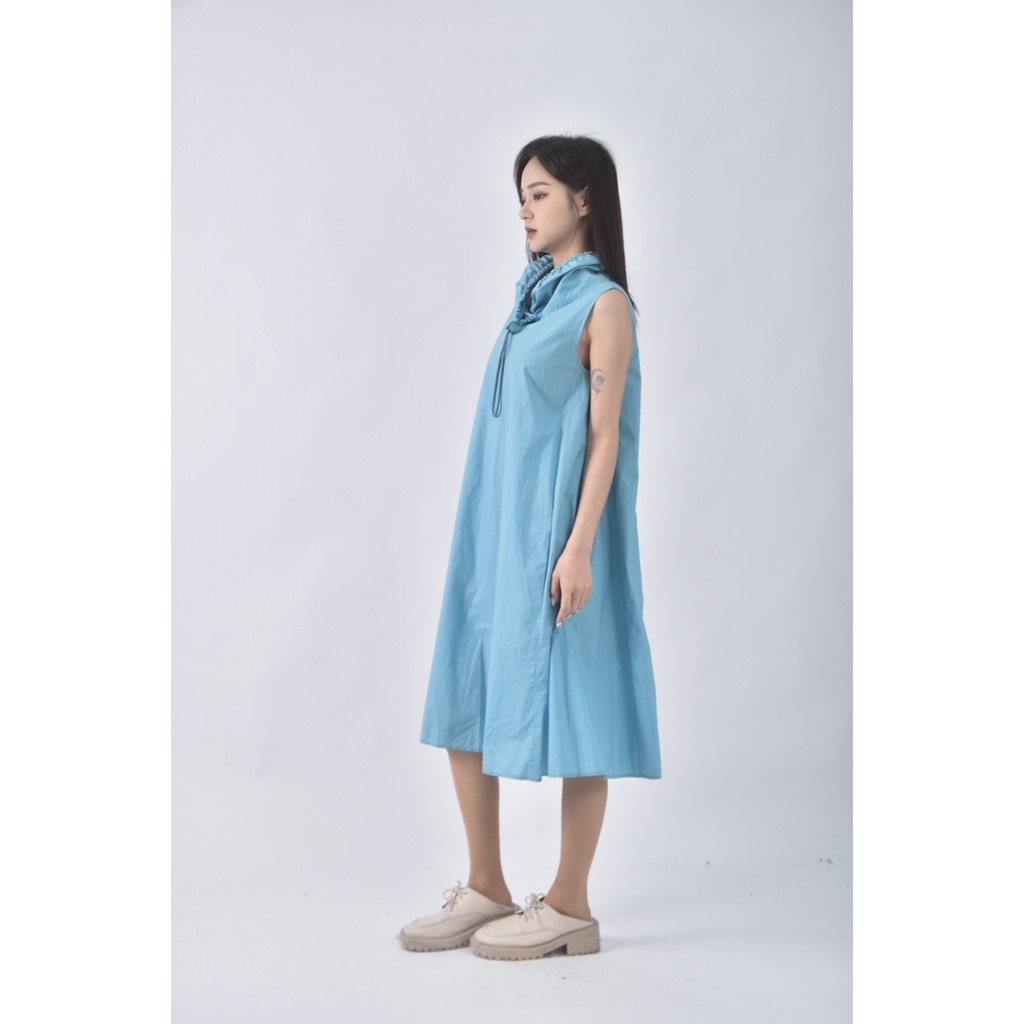 (M) cos質感棉質純棉藍色洋裝二手衣, , large